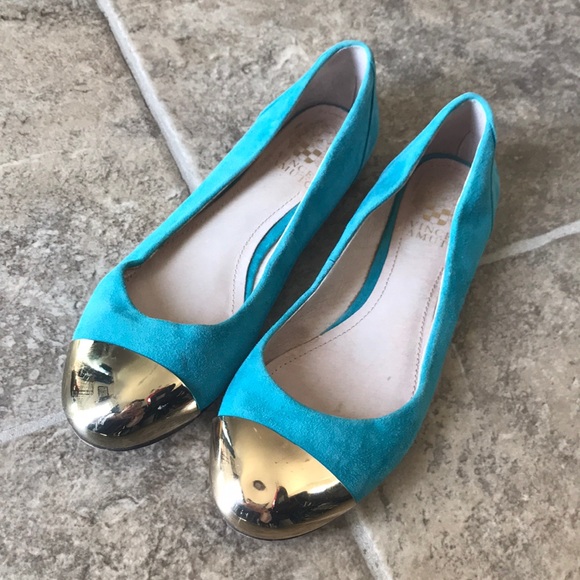 Vince Camuto Shoes - Vince Cameron Blue Gold Tip Ballet Flats 6.5